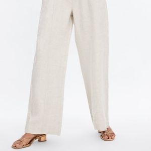 Zara 100% Linen Pants M Cream NWT